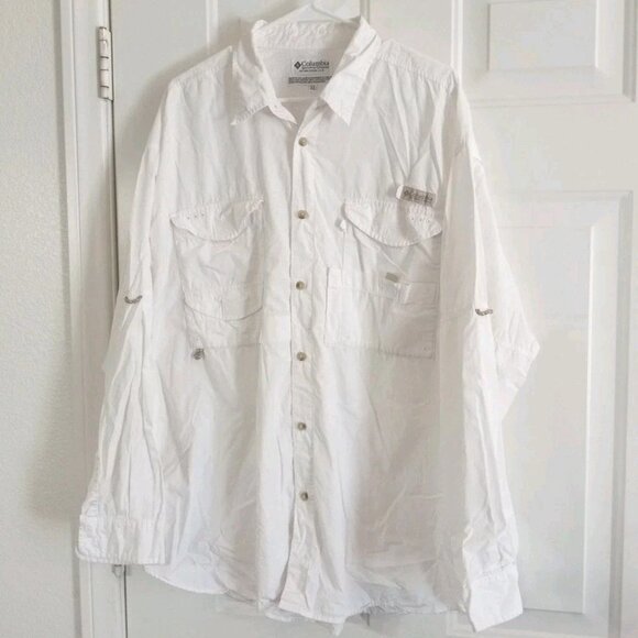 Columbia Sportswear PFG White Button Down Long Sleeve Shirt Size XL - Picture 1 of 7